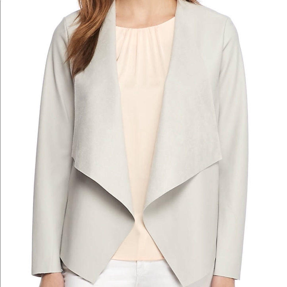 The Limited Faux Leather Drape Front Jacket